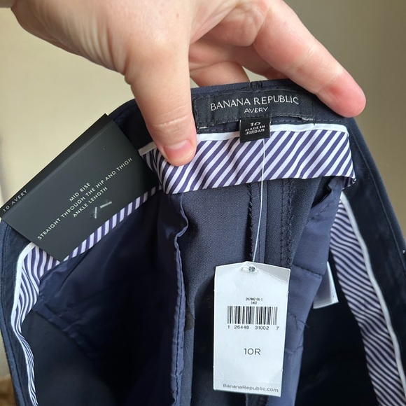 NWT Banana Republic Avery Machine Washable Italian Wool Slim Dress Pants 10 Navy - Picture 6 of 7